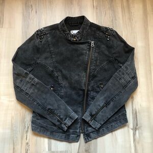 Harley-Davidson Black Washed Studded Moto Jacket Asymmetrical Zipper 97438-15VW